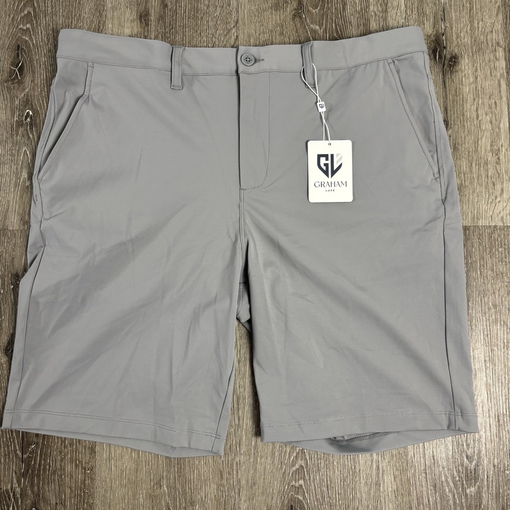 Graham Luxe Shorts Mens 38 Dark Grey‎ Trace Golf 9" Performance GL40324 New